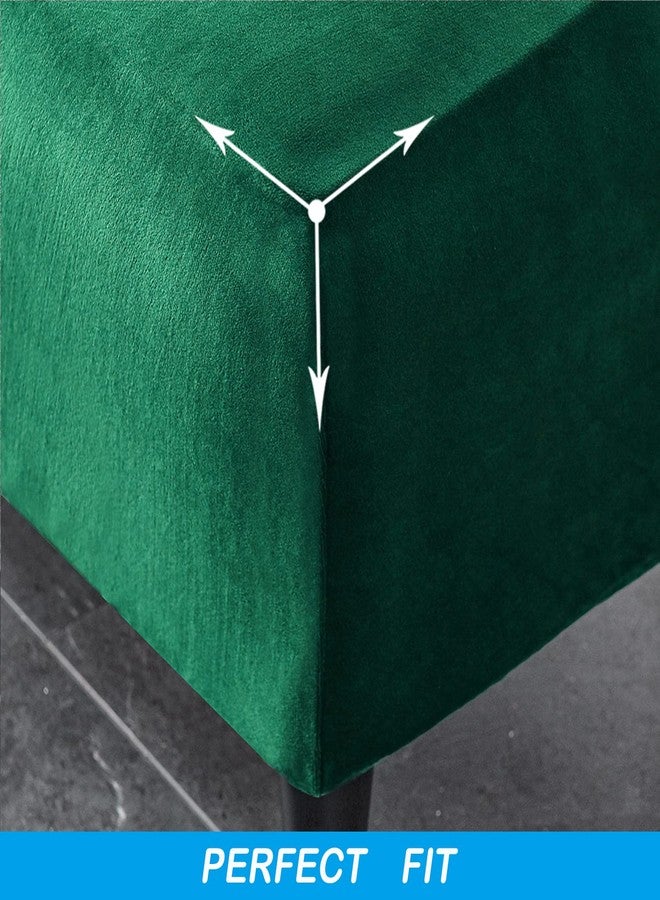 OBCREAT غطاء عثماني مخملي من OBCREAT - غطاء تخزين مستطيل قابل للطي بقاعدة مطاطية - أخضر - Image 3